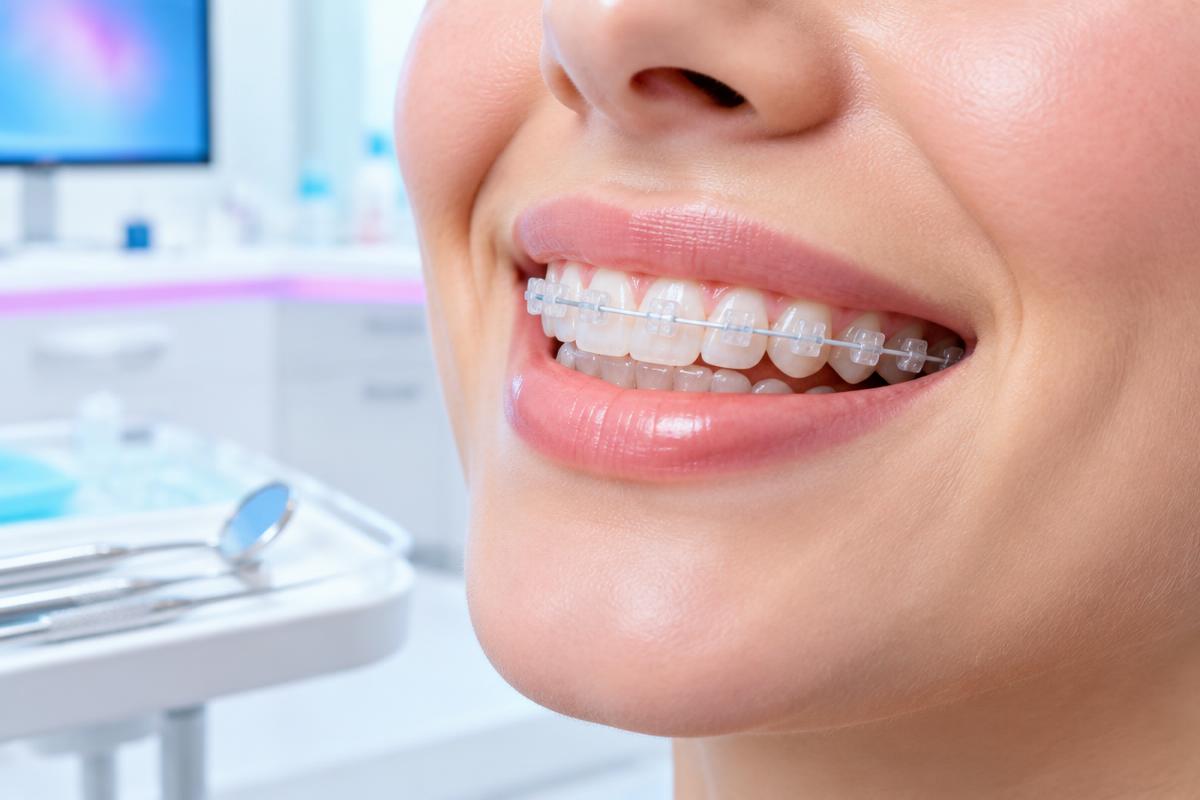 Sonrisa con brackets estéticos